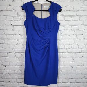 Calvin Klein Ruched Waist Dress Women's Size 8 Royal Blue